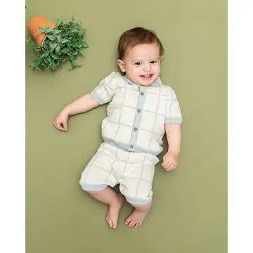 Checkered Jacquard Baby Shirt & Shorts Set