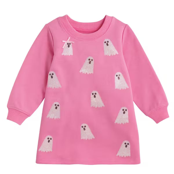 Sequin Ghost Sweatshirt Dress