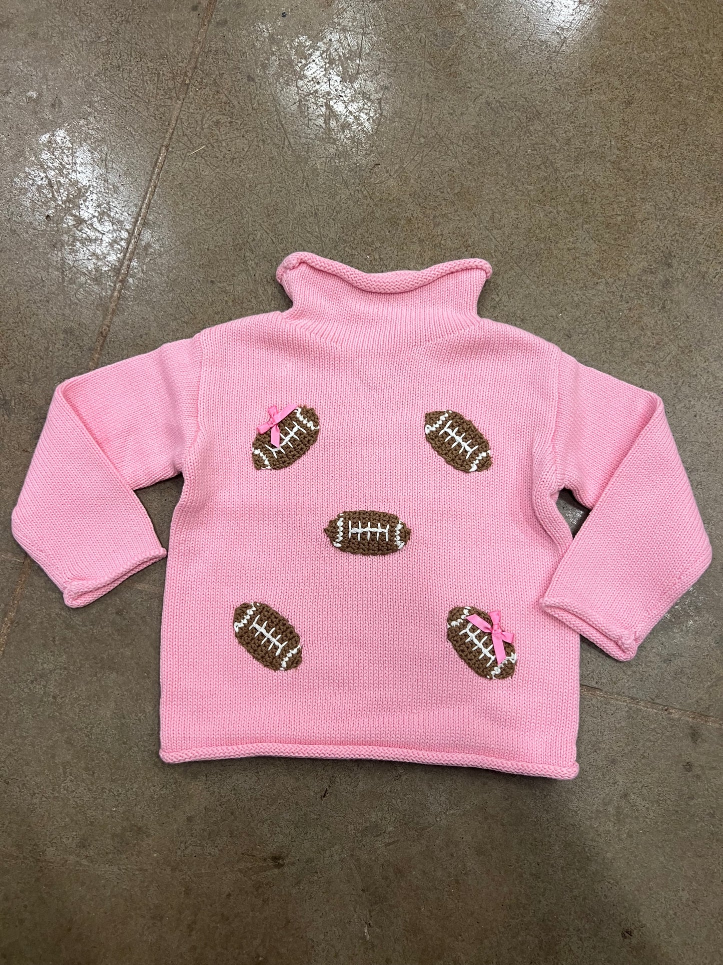Pink Scattered Football Rollneck Sweater