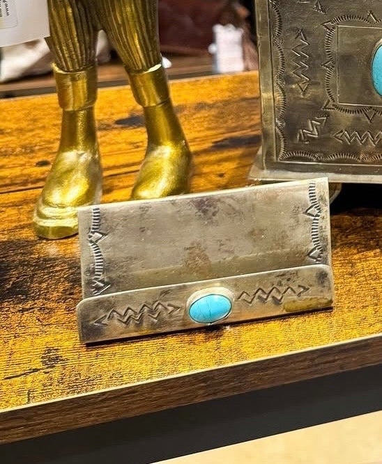 Silver & Turquoise Business Card Holder