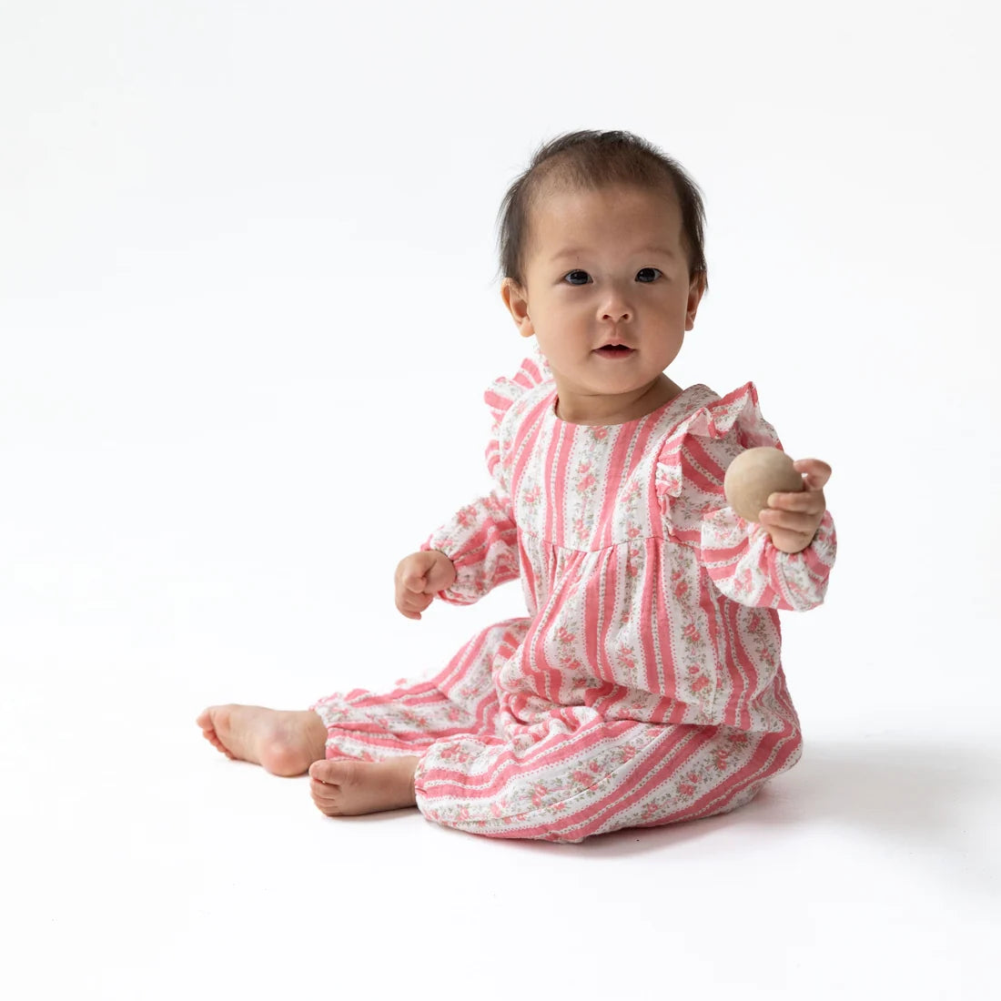 Suzie Floral Stripe Ruffle Sleeve Romper