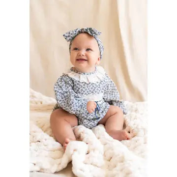 Floral Print & Lace Baby Girl Romper
