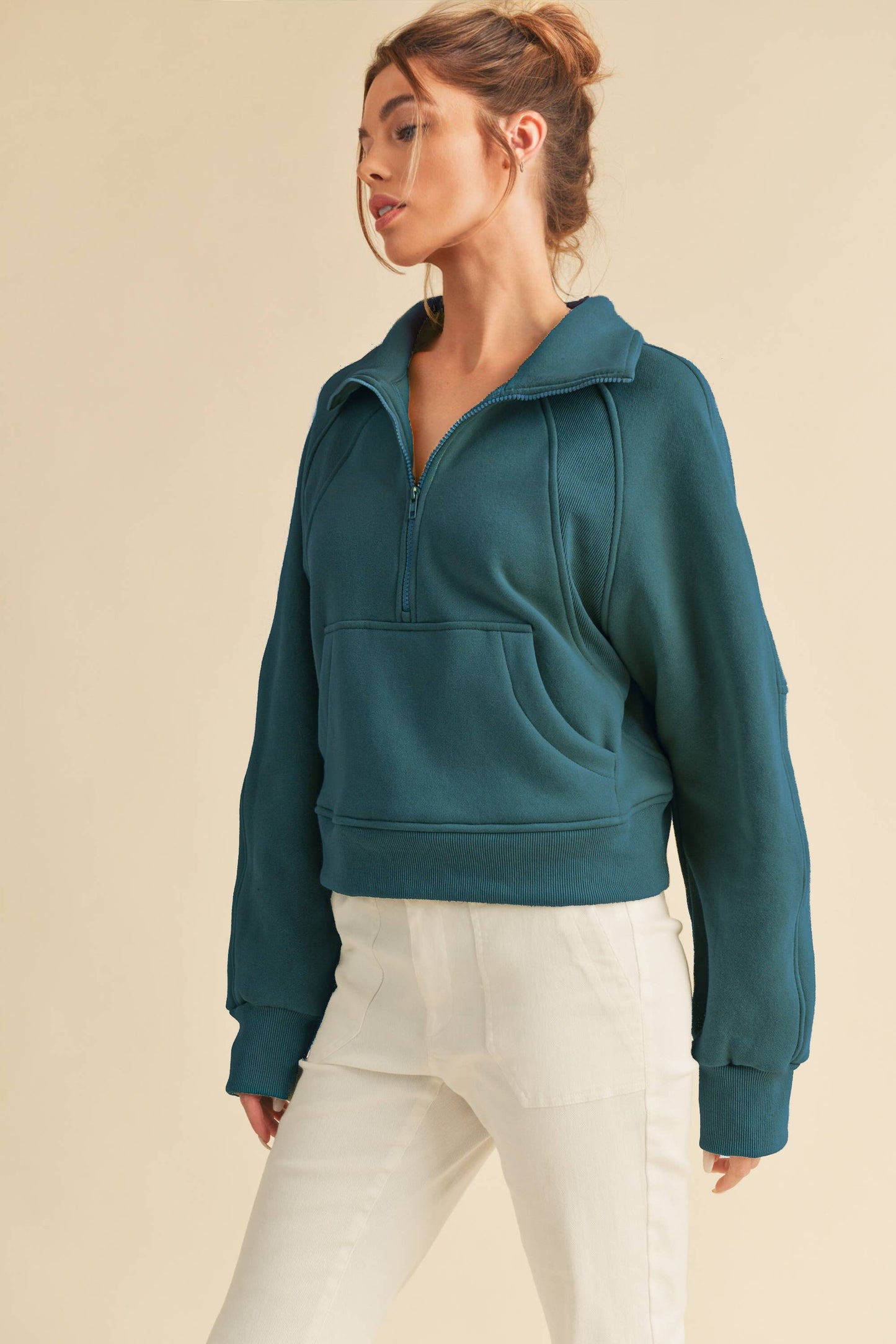 950CK Dove Funnel Neck Half Zip: S / Pullover / Lavender