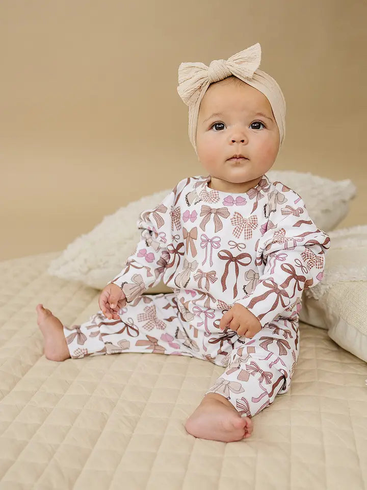 Jogger Set- Mocha Bows