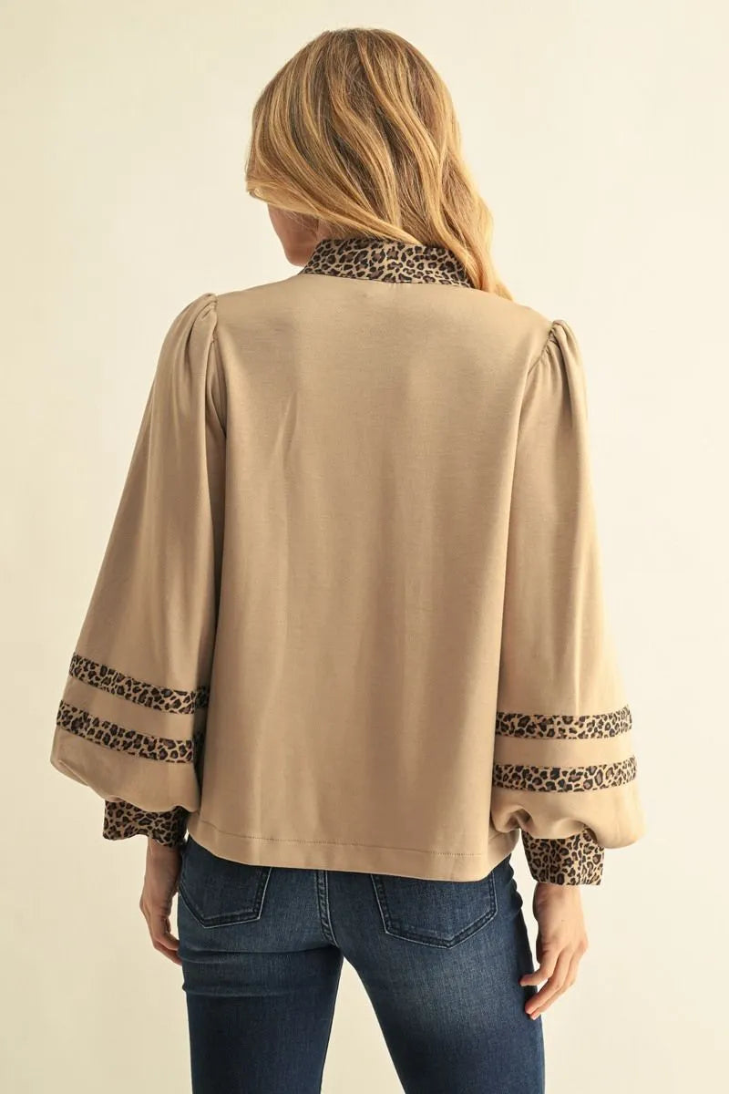 Leopard Contract Long Sleeve Blouse
