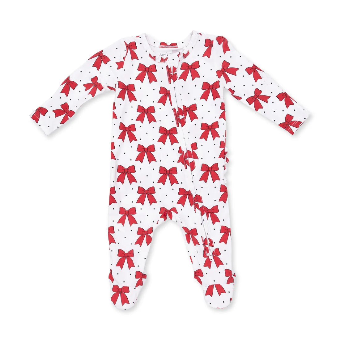 Festive Bows 2 Way Ruffle Back Zipper Footie