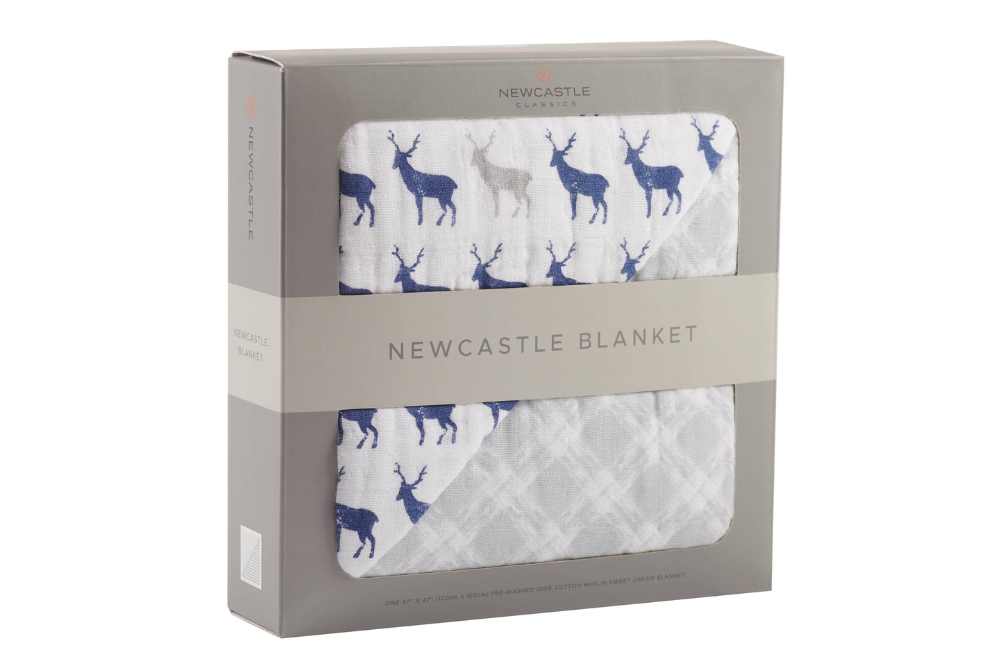 Blue Deer & Glacier Grey Plaid Newcastle Blanket
