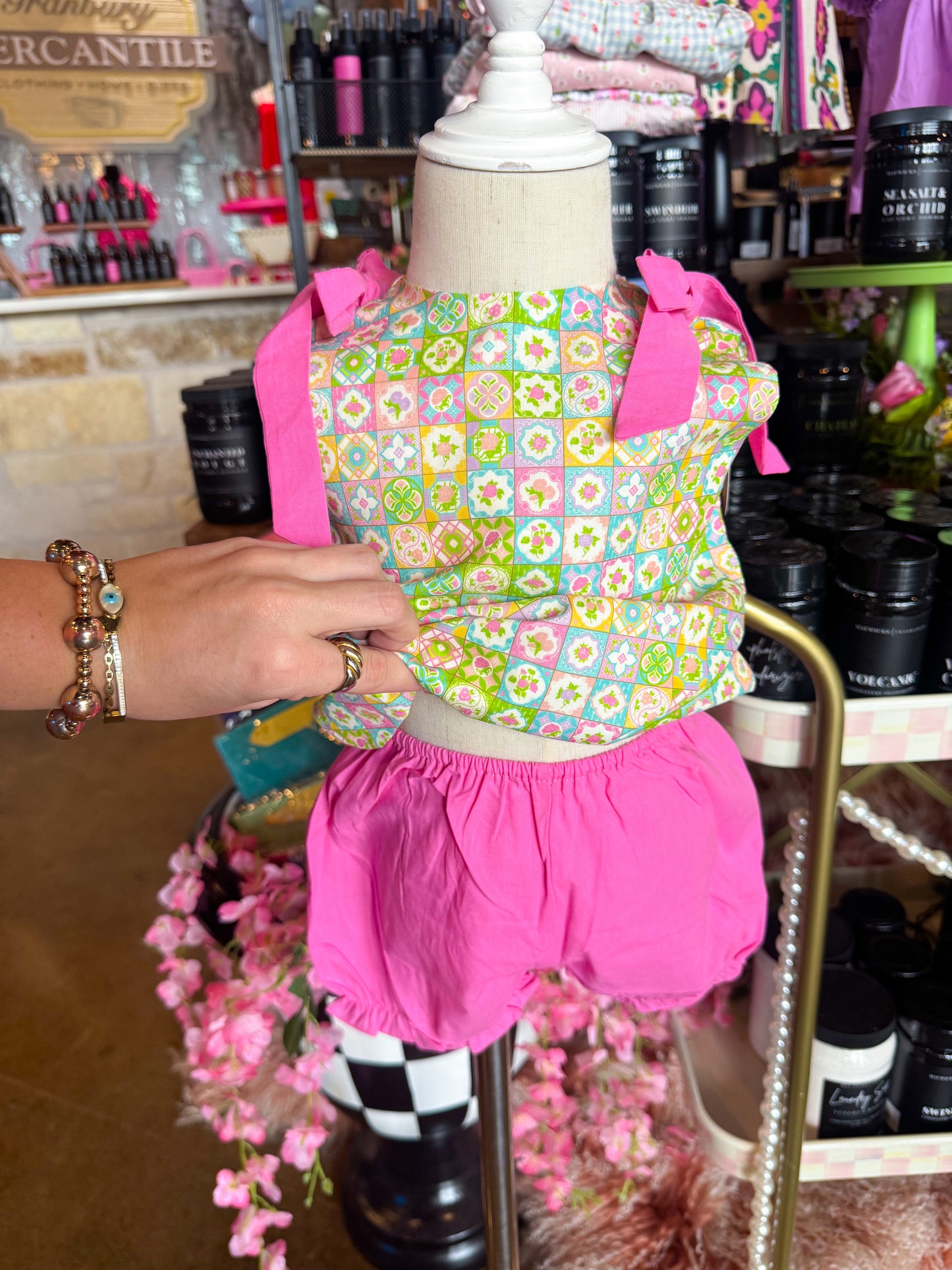 Floral Checkered Bloomer Set