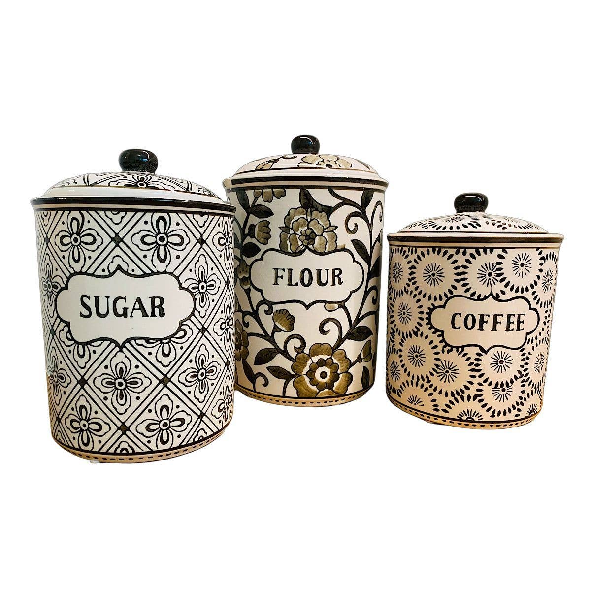 3 Piece Gray and White Canister Set