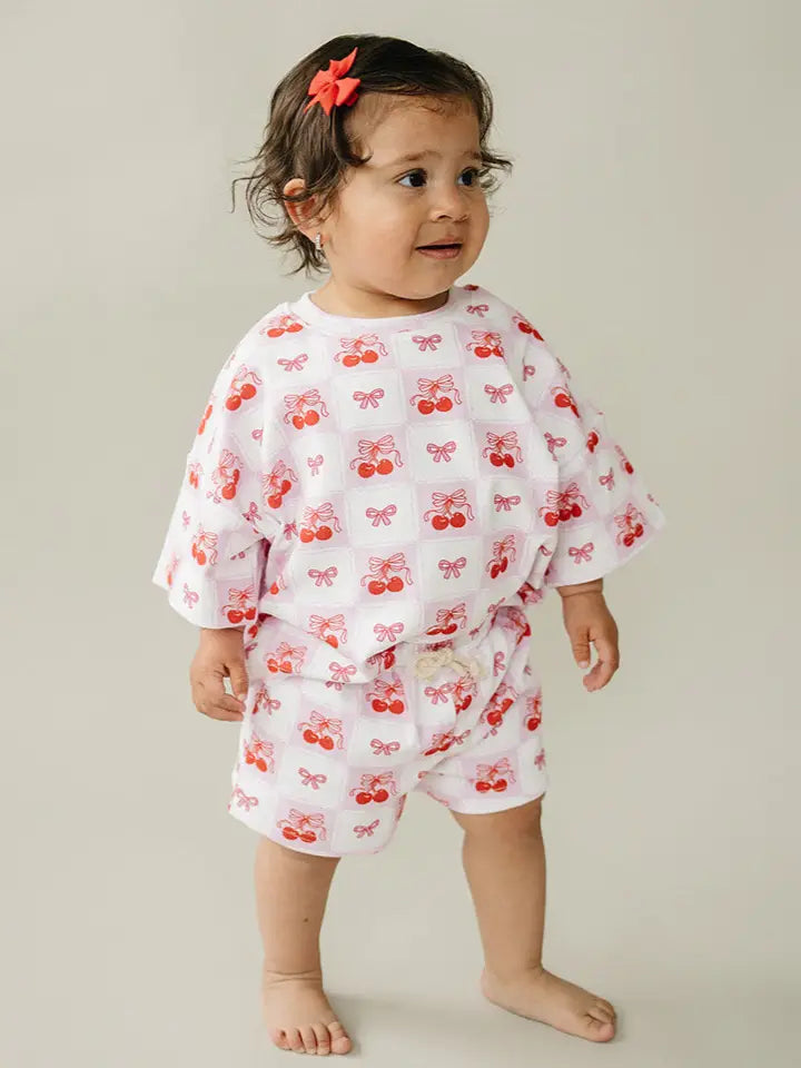 Shorts Set- Checkered Cherry