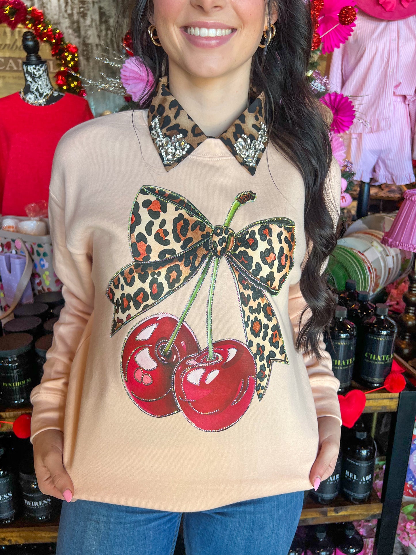 Cherry Rhinestone Sweatshirt