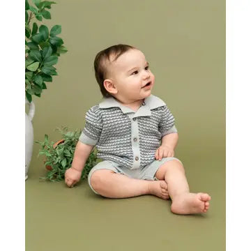 Miles Wave Textured Baby Shirt & Shorts Set