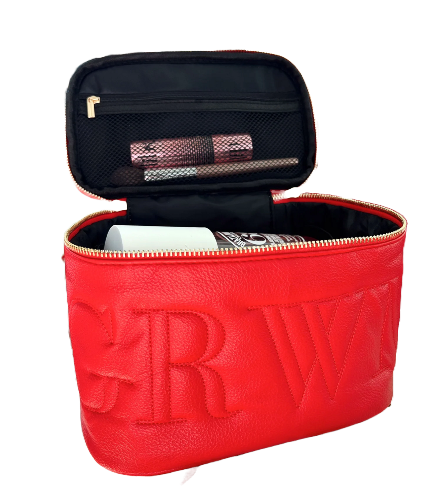 Leather Makeup Bag - Red GRWM
