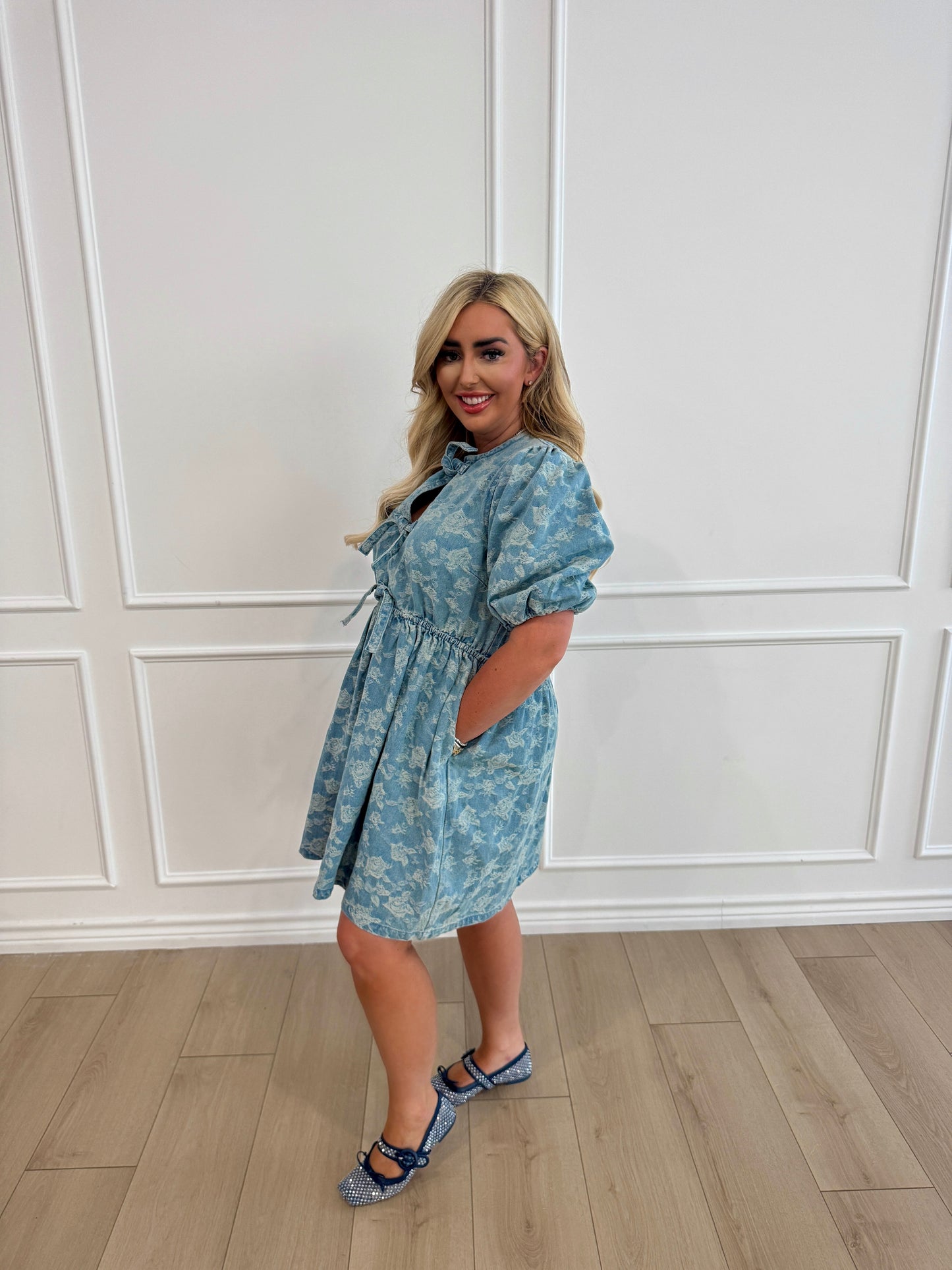 Denim Jacquard Dress