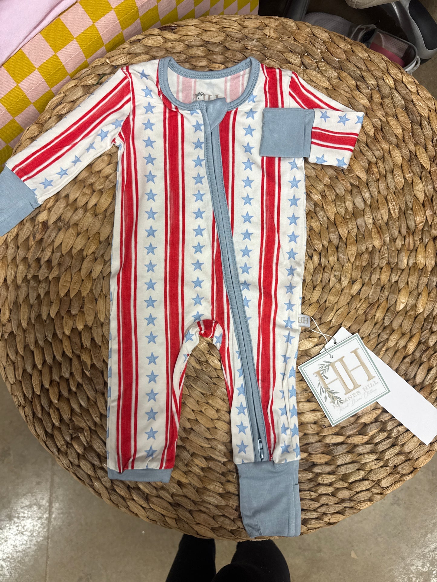 boys stars and stripes double zipper romper