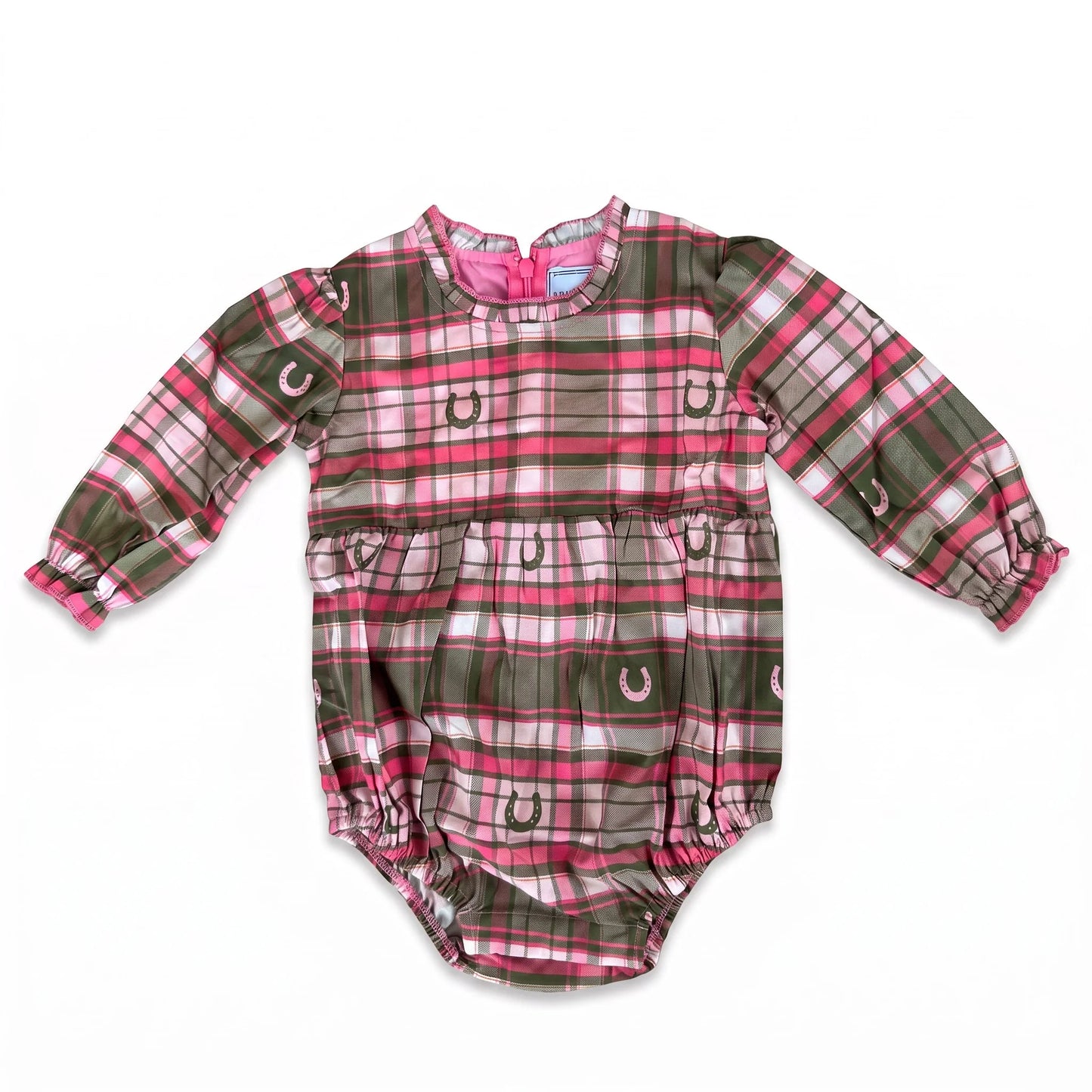 Hannah Bubble - Pink Horseshoe Plaid
