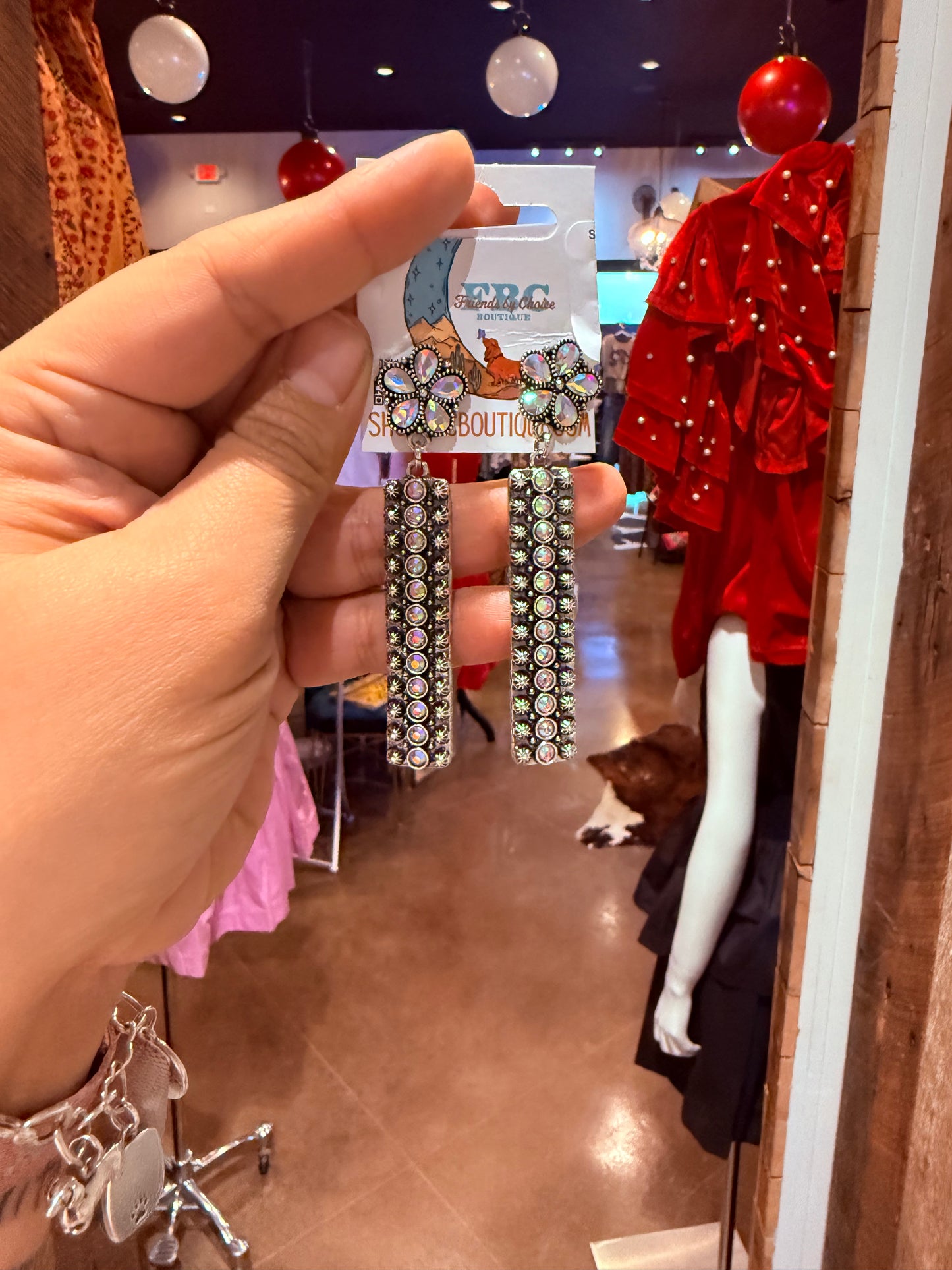Searching For You Rhinestone & Silver Post Drop Earrings
