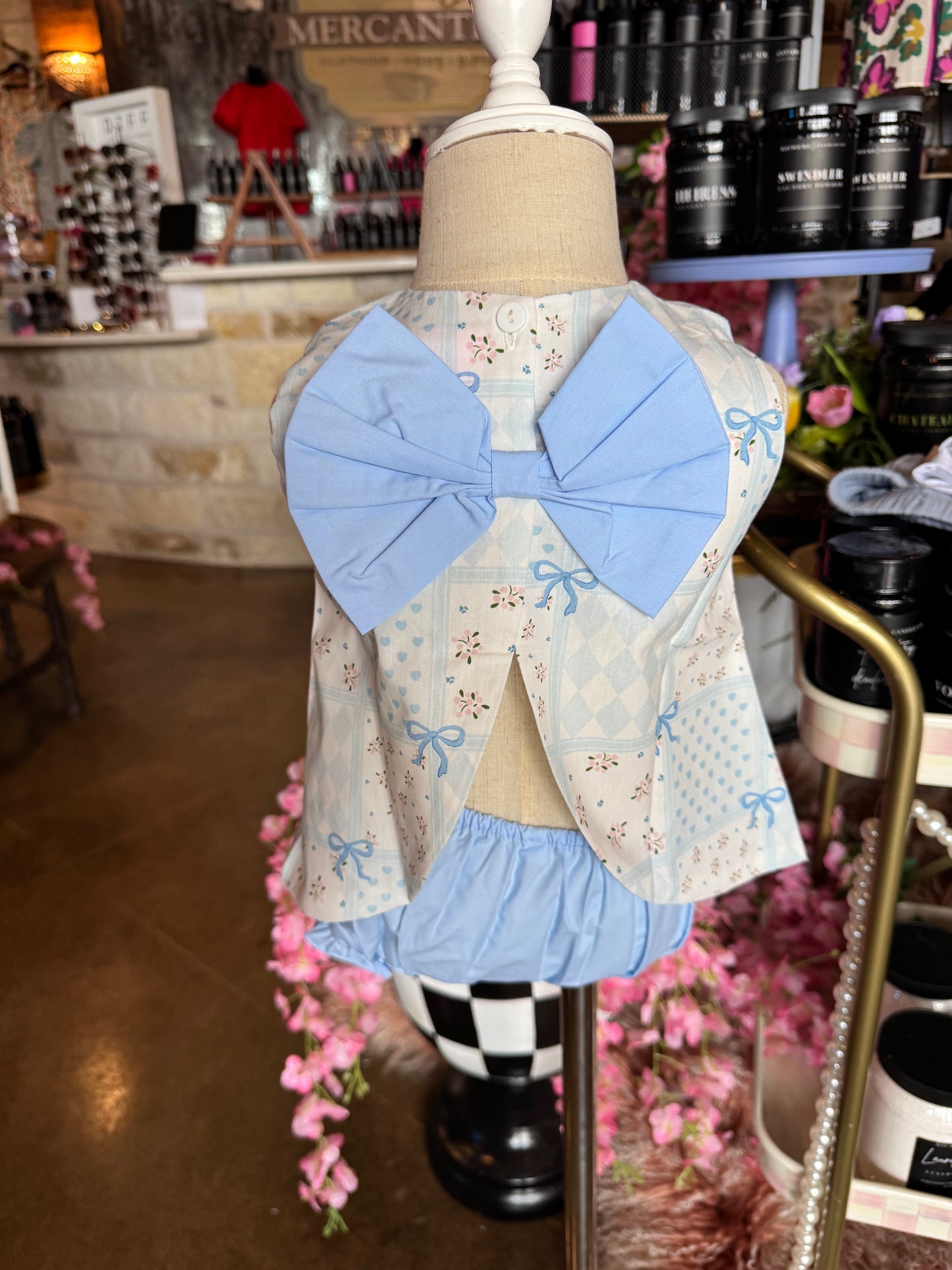 Blue Bow Bloomer Set