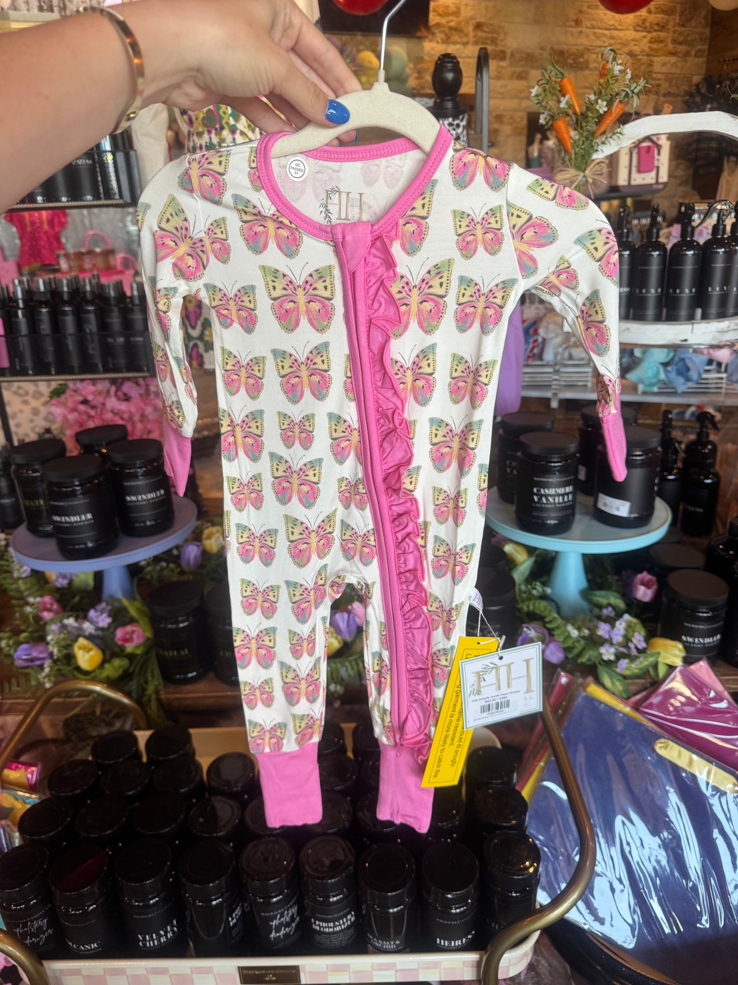 Girls Butterfly Double Zipper Romper