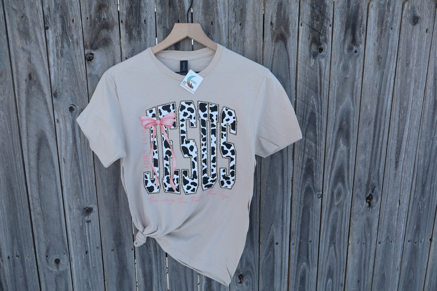 Jesus, The Way, The Truth, The Life Cowprint & Leopard Graphic Tee