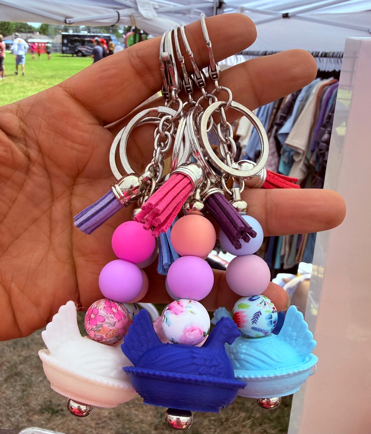 Hen Beaded Keychain