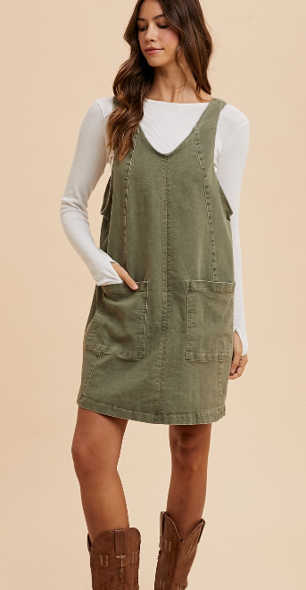 Stretch Jumper dress Olive