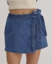 Braided Denim Skort