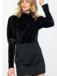 Bishop Sleeve Velvet Shirt Black