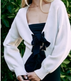 Bow tie front Sweater Khaki