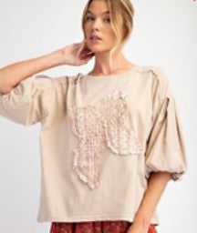 Bow Tshirt Khaki