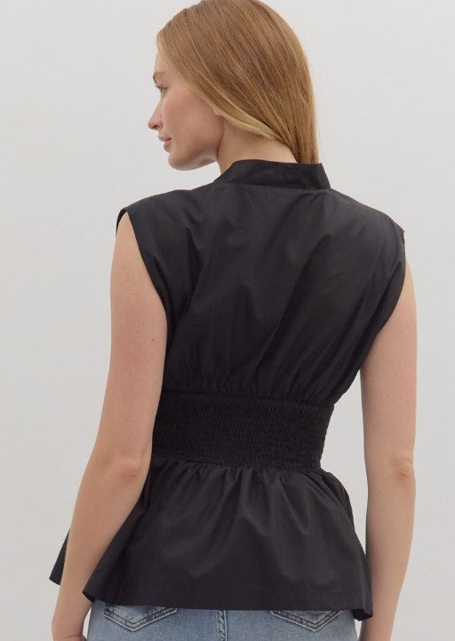 Zip Front top in Black