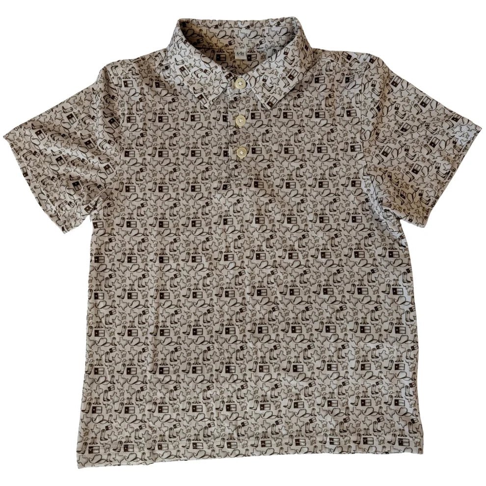 Boys Brown Wild West Performance Polo