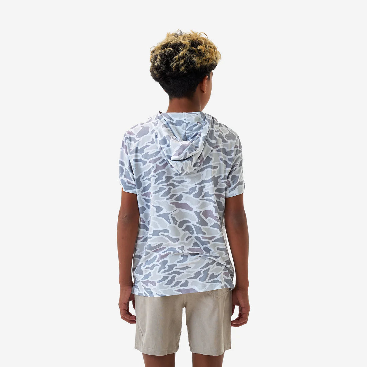 Youth Short Sleeve Performance Hoodie - White Camo