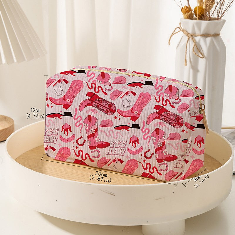 Cowgirl Way Western Pink Boots Cosmetic Pouch
