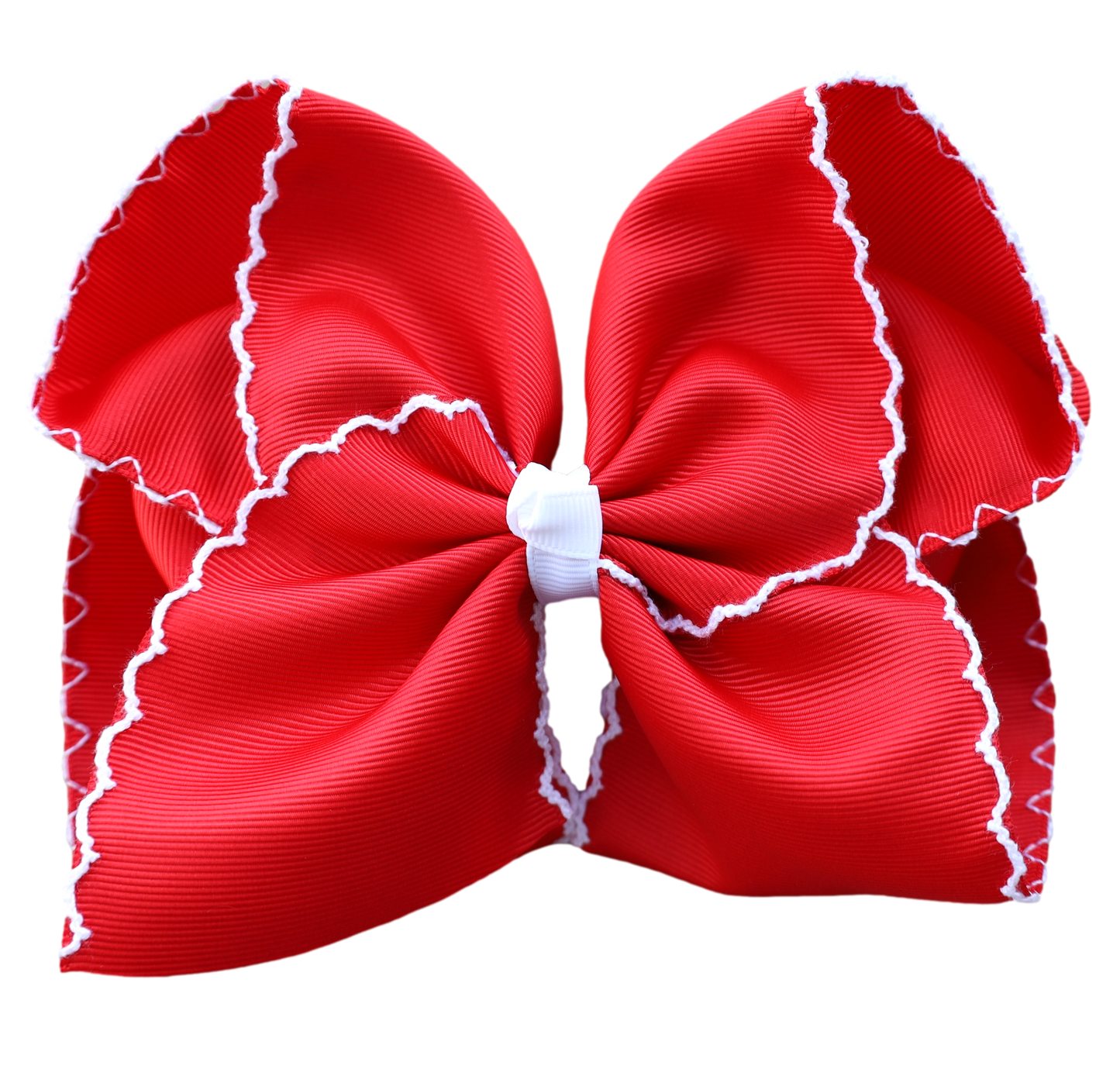 Red Moon Stitch Bow : Alligator Clip / 4 inch