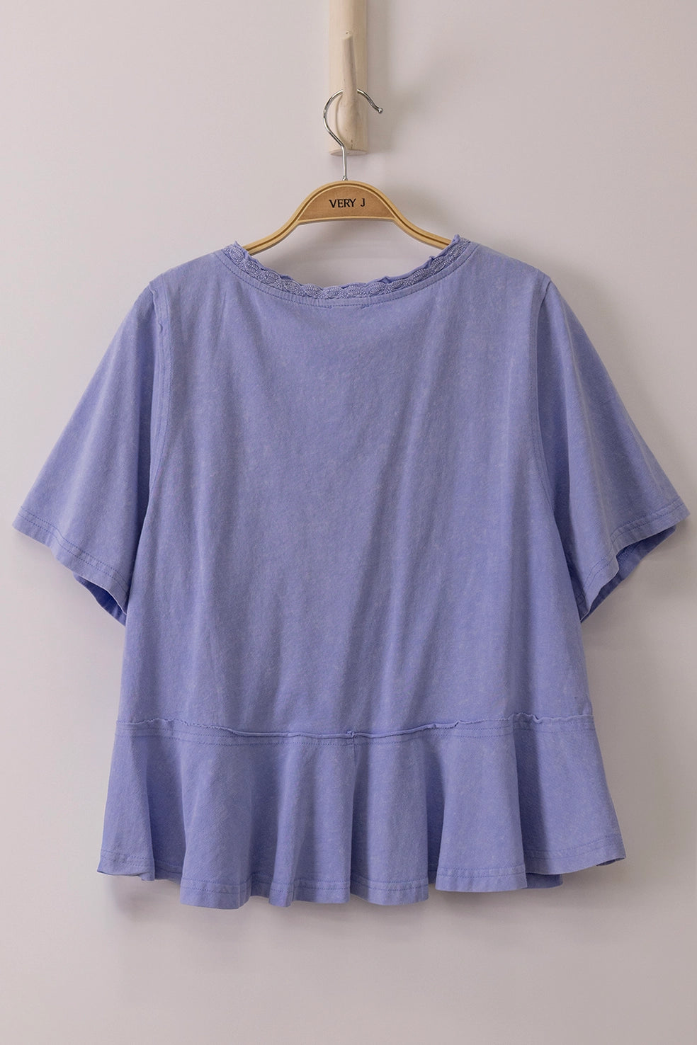 Holding On To More Blue Lace Trim Detail Top