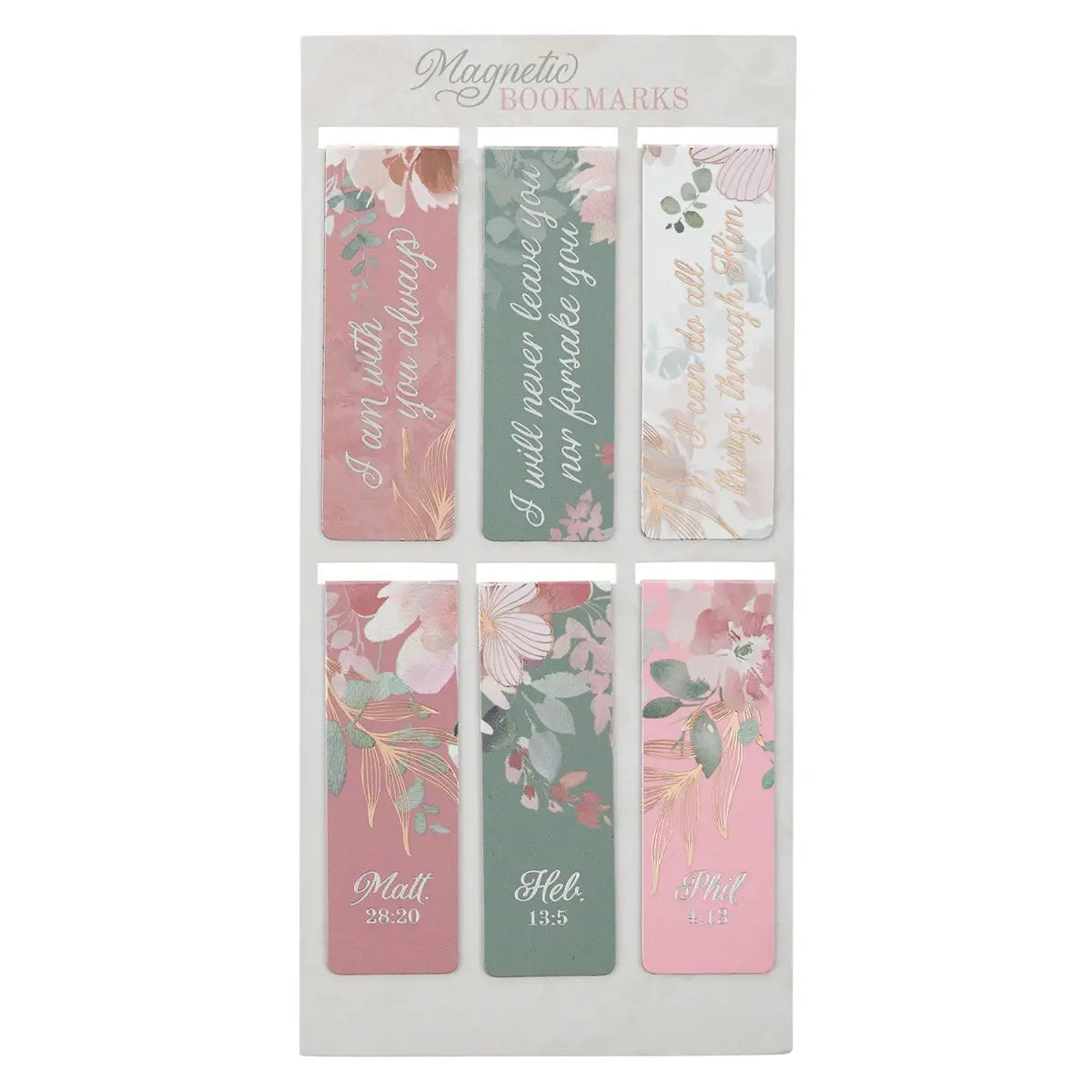 Magnetic Bookmark Set Foiled I Am With You Always Floral