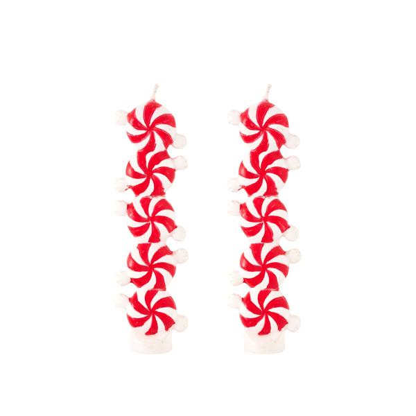Christmas Candy Mini Taper Candle Set of 2