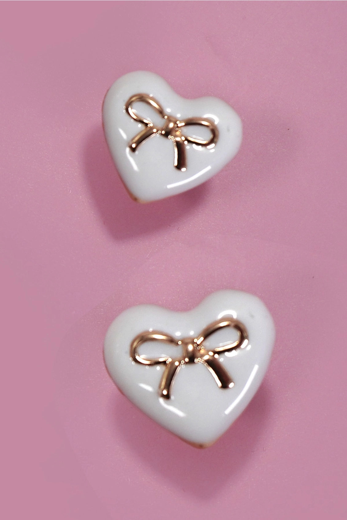 The Way It Was Gold & White Bow Stud Earrings