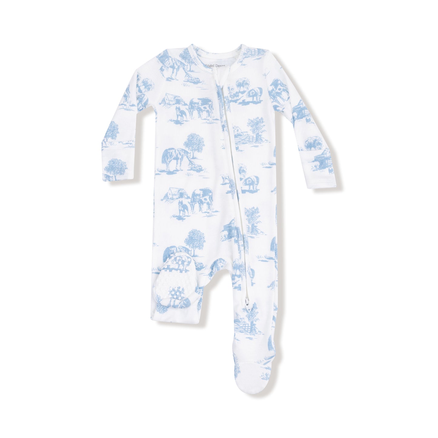 Blue Farm Toile Zipper Footie