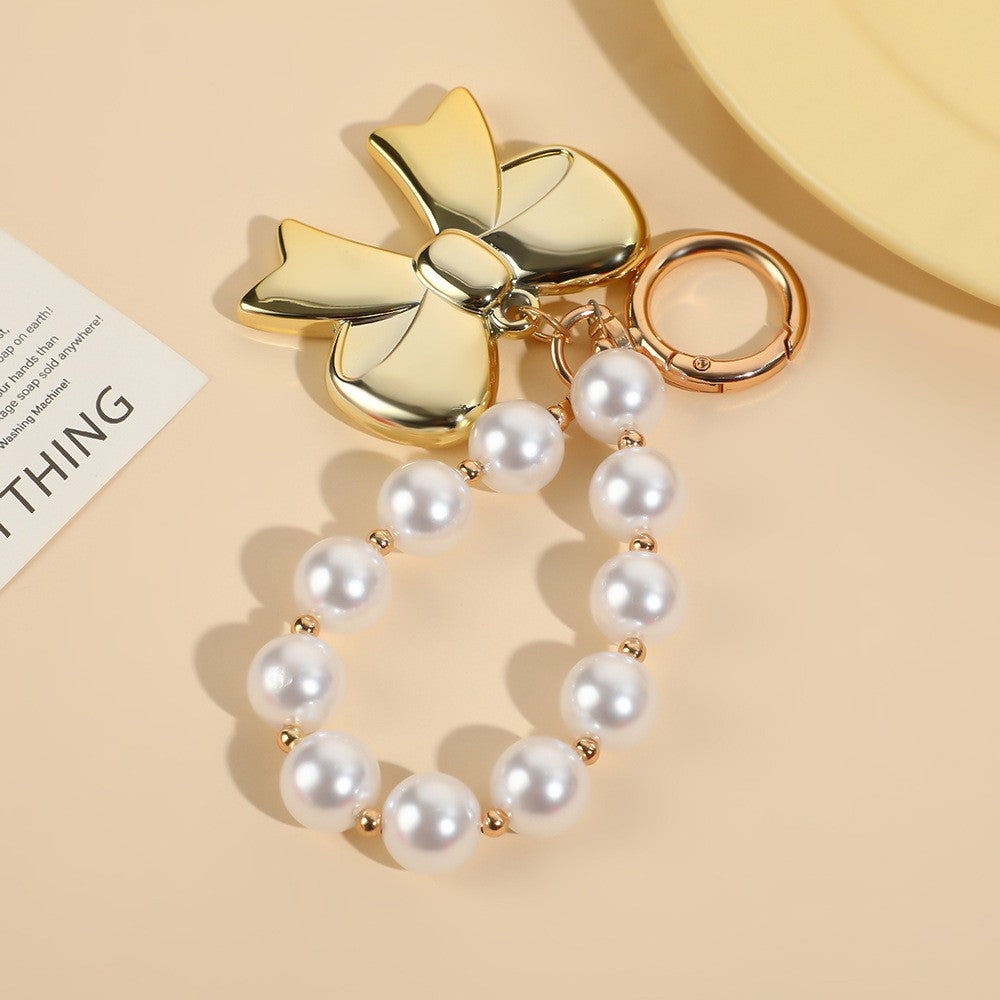 You Make My Heart Smile Silver Or Gold Pearl Bow Keychain