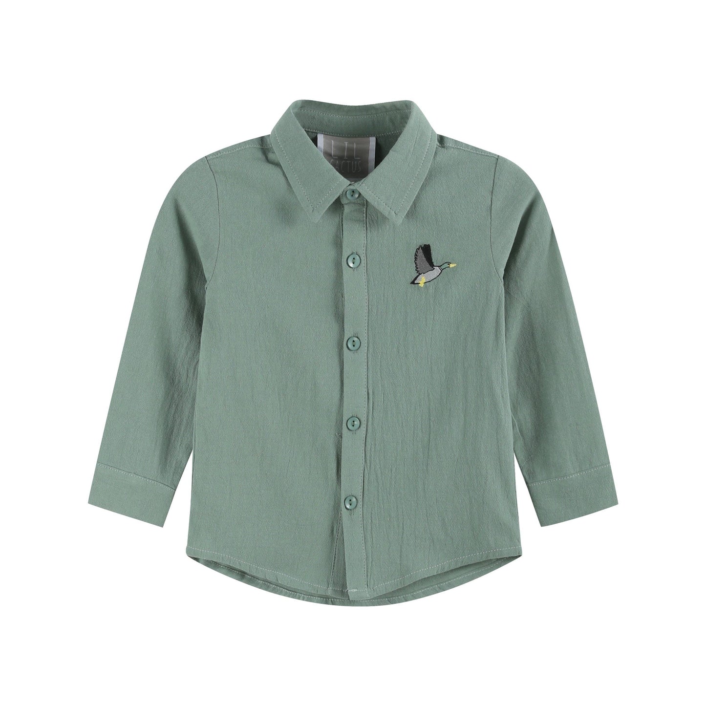 Sage Green Mallard Boys Dress Shirt: 3T