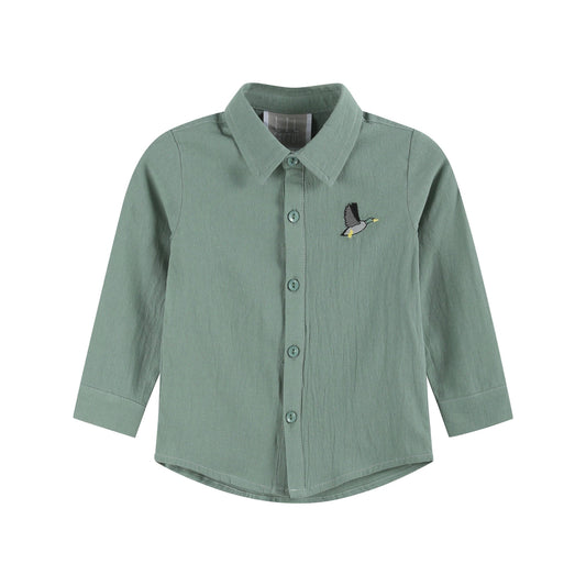 Sage Green Mallard Boys Dress Shirt: 3T