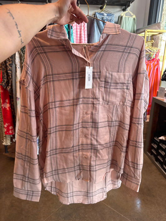 River Plaid Button Up Lilac Gray