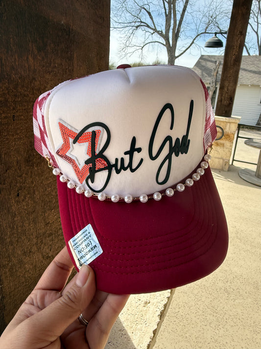 But God Checkered Mesh Trucker Hat