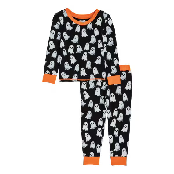 Toddler Black Ghost Glow Pajama Set