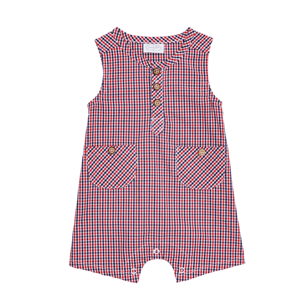 Gingham Romper Red/Navy