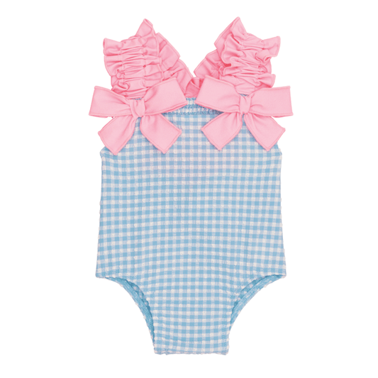 Blue Crinkle Checker Baby Swimsuit