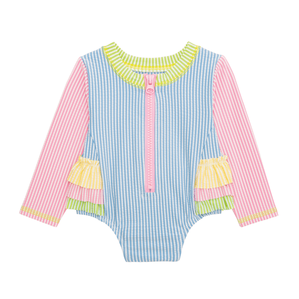 Ruffle Seersucker One-Piece Rash Guard