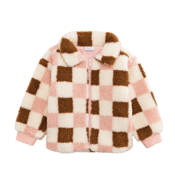 Pink Check Sherpa Jacket